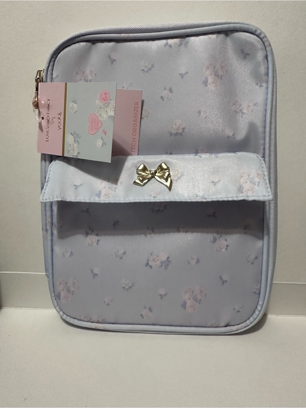 LoveShackFancy Everblooming Rosettes Blue Floral Brush/Tech Organizer Pouch - Picture 4 of 14